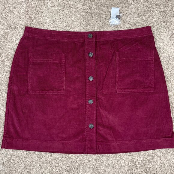 GAP Dresses & Skirts - Gap Skirt Womens XL Red Corduroy Maroon Button Front Pocket Academia Fall NWT